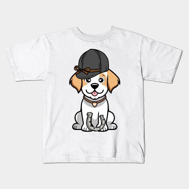 Funny happy dog is ready to ride a horse Kids T-Shirt by Pet Station